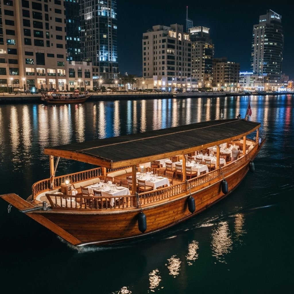 Illuminated dhow cruise on Dubai Creek cheap cruise booking
